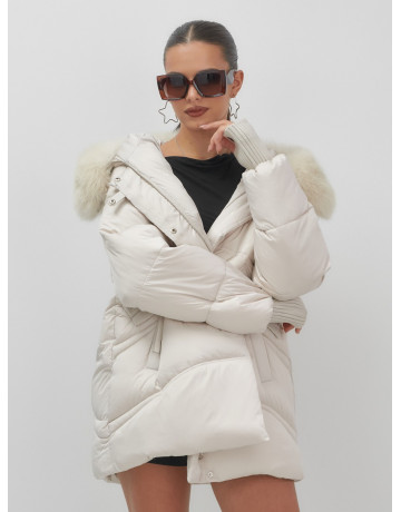 Роскошный зимний пуховик с мехом песца премиум-класса для женщин.
