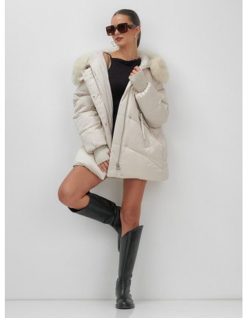 Роскошный зимний пуховик с мехом песца премиум-класса для женщин.