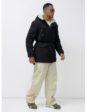 Мужская зимняя парка с меховым капюшоном — защита от холода.