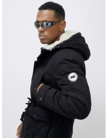 Мужская зимняя удлиненная парка с мехом, чёрная, для активного отдыха в Тюмени