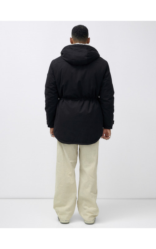 Мужская зимняя удлиненная парка с мехом, чёрная, для активного отдыха в Тюмени