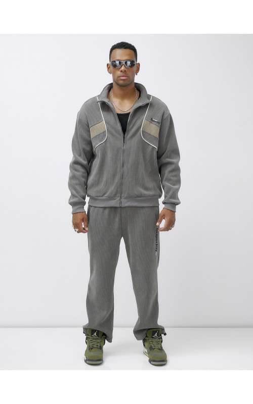 Мужской демисезонный спортивный костюм на флисе, серый, для спорта. в Тюмени