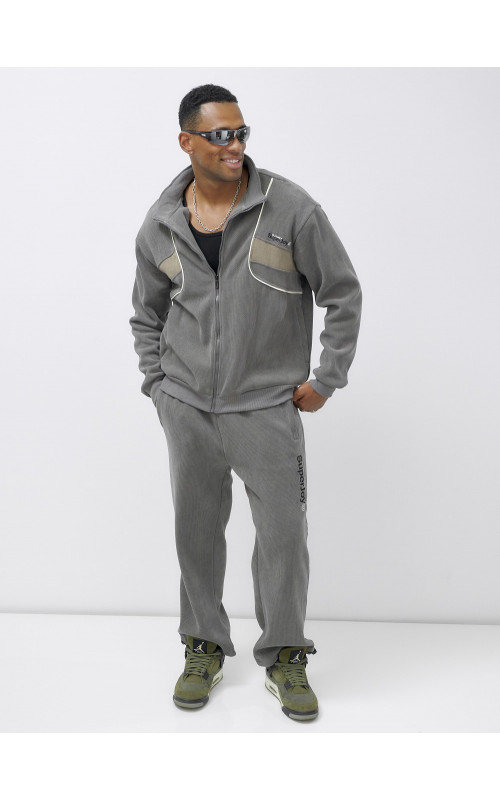 Мужской демисезонный спортивный костюм на флисе, серый, для спорта. в Тюмени