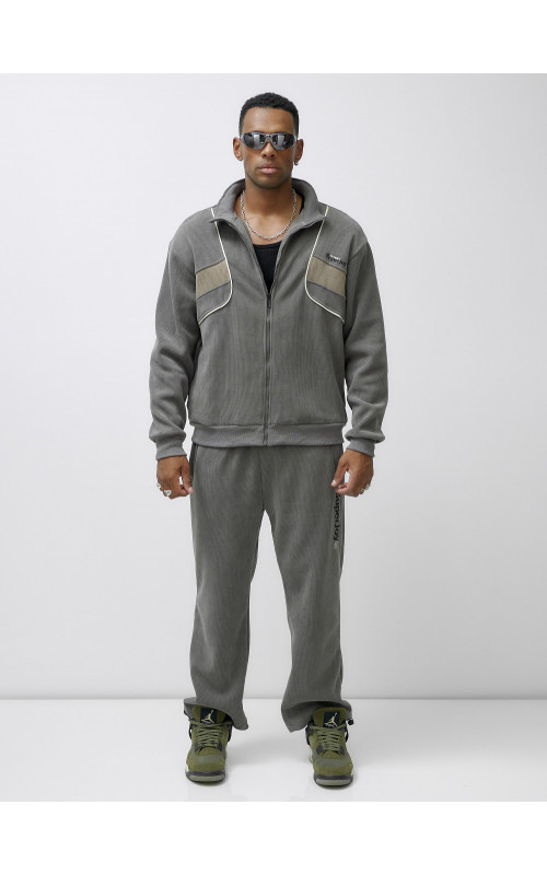 Мужской демисезонный спортивный костюм на флисе, серый, для спорта. в Тюмени