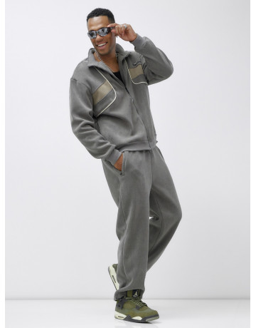 Мужской демисезонный спортивный костюм на флисе, серый, для спорта. в Тюмени