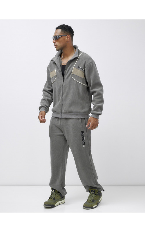 Мужской демисезонный спортивный костюм на флисе, серый, для спорта. в Тюмени