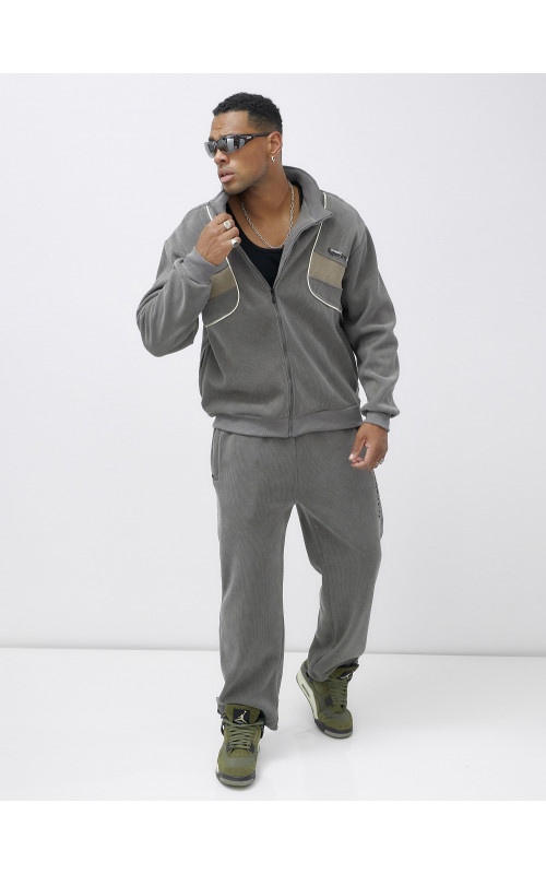 Мужской демисезонный спортивный костюм на флисе, серый, для спорта. в Тюмени