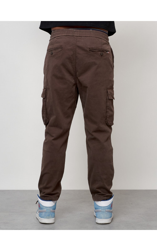 Мужские брюки карго с накладными карманами, коричневые в Тюмени