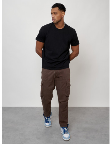Мужские брюки карго с накладными карманами, коричневые в Тюмени
