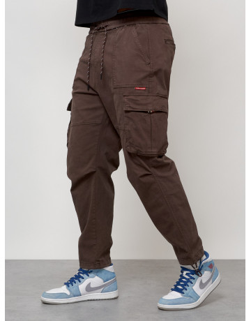 Мужские брюки карго с накладными карманами, коричневые в Тюмени