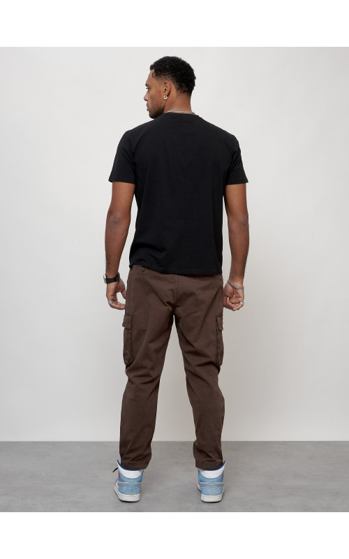 Мужские брюки карго с накладными карманами, коричневые в Тюмени