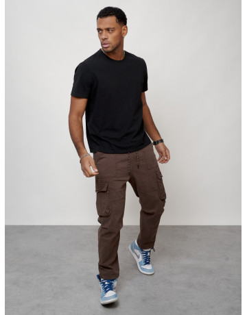 Мужские брюки карго с накладными карманами, коричневые в Тюмени