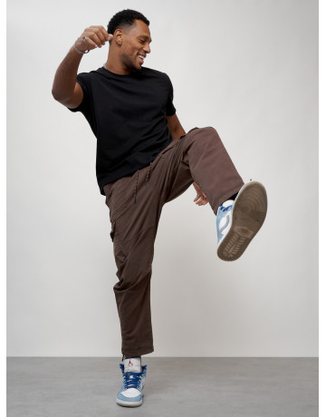 Мужские брюки карго с накладными карманами, коричневые в Тюмени