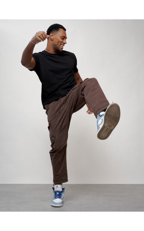 Мужские брюки карго с накладными карманами, коричневые в Тюмени