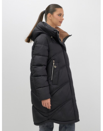 Длинный зимний пуховик с капюшоном для женщин