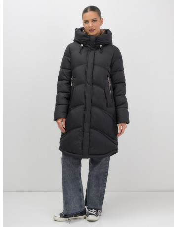 Длинный зимний пуховик с капюшоном для женщин