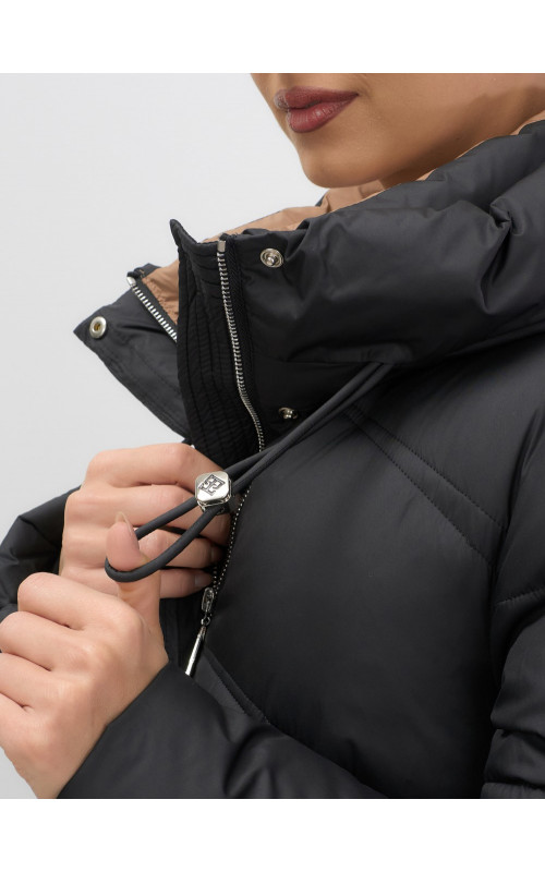 Длинный зимний пуховик с капюшоном для женщин