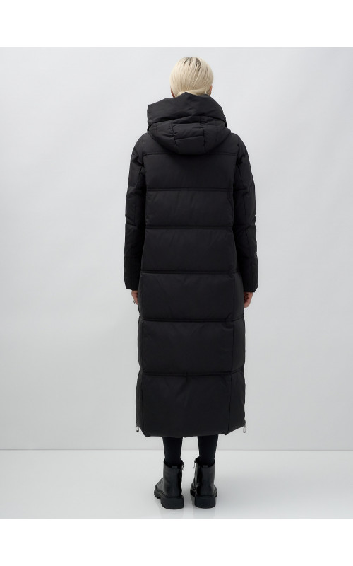 Длинный зимний пуховик с капюшоном для женщин