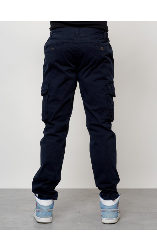 Мужские брюки карго с накладными карманами, тёмно-синие. в Тюмени