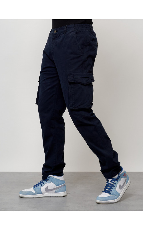 Мужские брюки карго с накладными карманами, тёмно-синие. в Тюмени