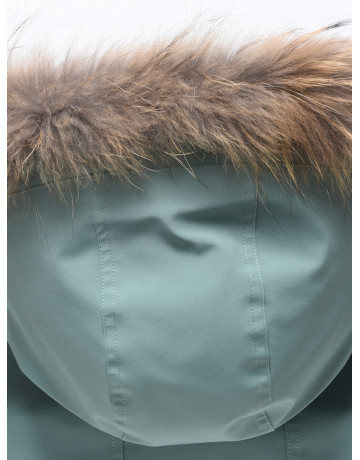 Мужская зимняя парка с капюшоном и мехом енот, зелёный, для активного отдыха в Тюмени