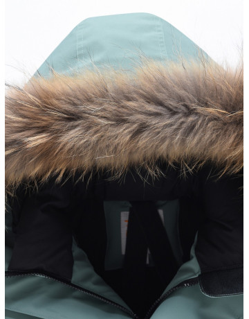 Мужская зимняя парка с капюшоном и мехом енот, зелёный, для активного отдыха в Тюмени