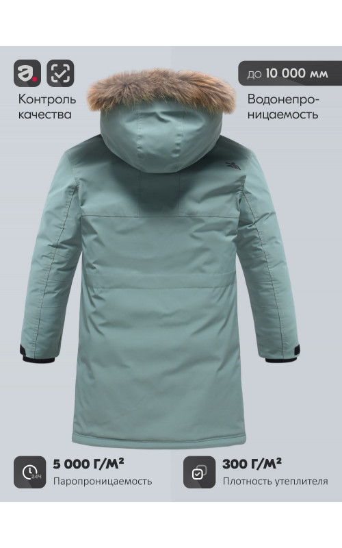 Мужская зимняя парка с капюшоном и мехом енот, зелёный, для активного отдыха в Тюмени