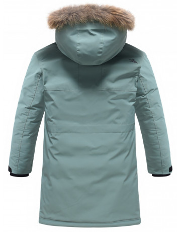 Мужская зимняя парка с капюшоном и мехом енот, зелёный, для активного отдыха в Тюмени