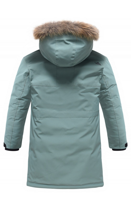 Мужская зимняя парка с капюшоном и мехом енот, зелёный, для активного отдыха в Тюмени