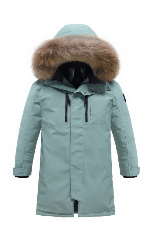 Мужская зимняя парка с капюшоном и мехом енот, зелёный, для активного отдыха в Тюмени