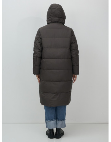 Женский длинный пуховик с капюшоном для зимы