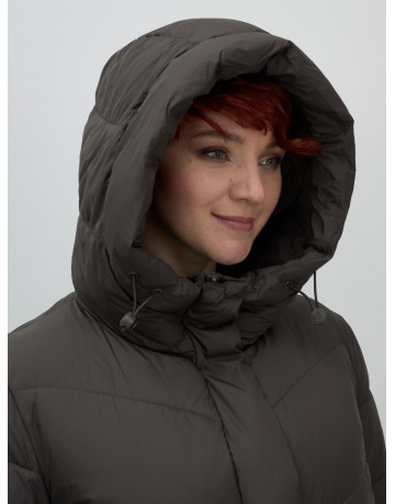 Женский длинный пуховик с капюшоном для зимы