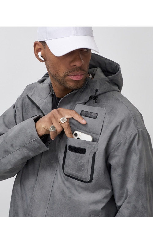 Мужская спортивная куртка для весны и осени, серый, для спорта в Тюмени