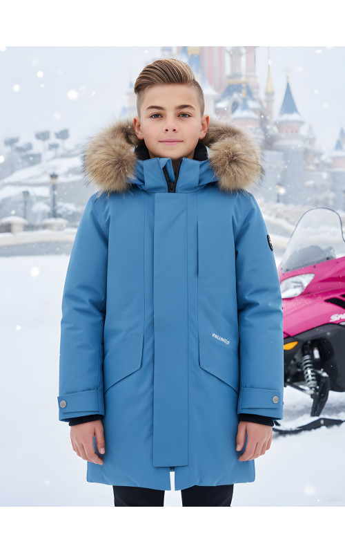 Зимняя парка с мехом енота для мальчика-подростка
