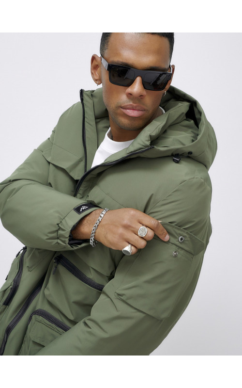 Мужская зимняя куртка большого размера с регулируемым капюшоном