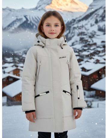 Зимняя парка для девочки-подростка с меховой подкладкой.