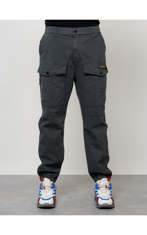 Мужские брюки карго с накладными карманами, тёмно-серые в Тюмени