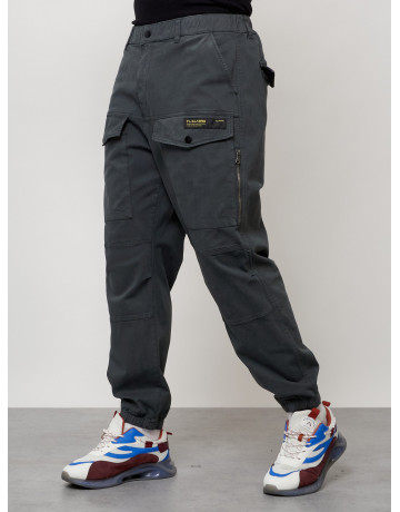 Мужские брюки карго с накладными карманами, тёмно-серые в Тюмени