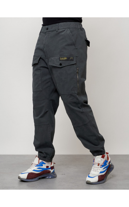 Мужские брюки карго с накладными карманами, тёмно-серые в Тюмени