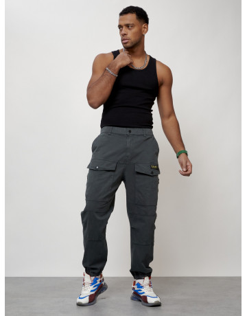 Мужские брюки карго с накладными карманами, тёмно-серые в Тюмени