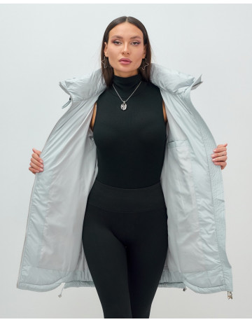 Пуховик женский зимний с капюшоном голубой. в Тюмени