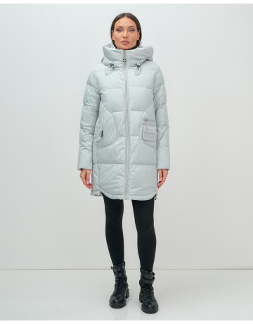 Пуховик женский зимний с капюшоном голубой. в Тюмени