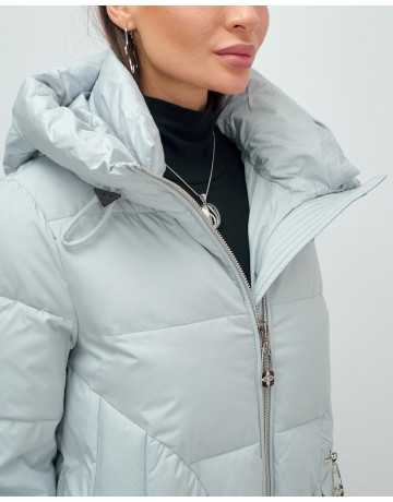 Пуховик женский зимний с капюшоном голубой. в Тюмени