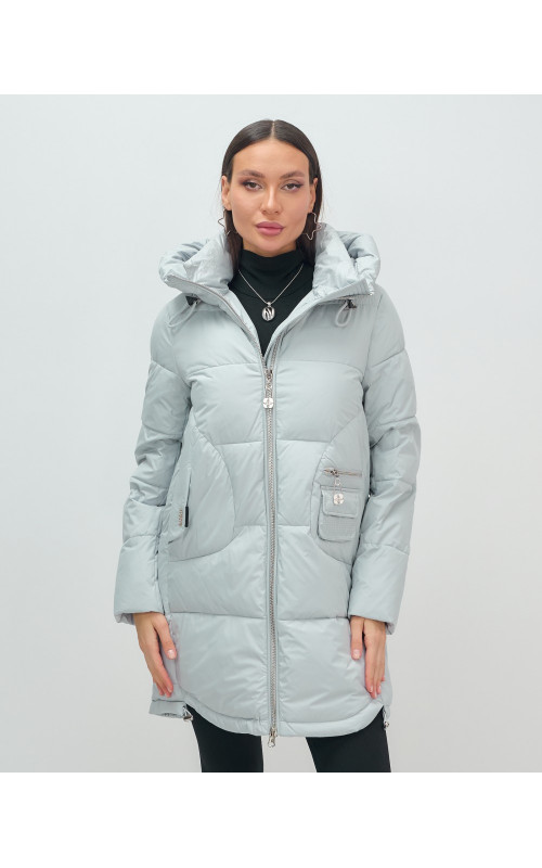 Пуховик женский зимний с капюшоном голубой. в Тюмени