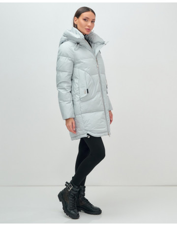 Пуховик женский зимний с капюшоном голубой. в Тюмени