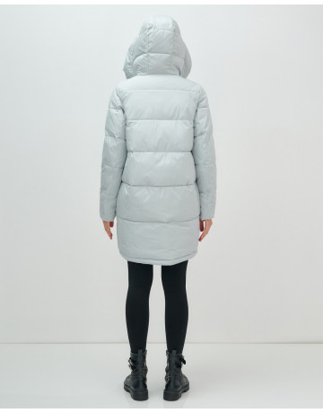 Пуховик женский зимний с капюшоном голубой. в Тюмени