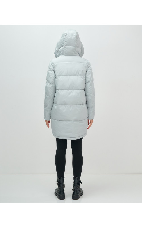 Пуховик женский зимний с капюшоном голубой. в Тюмени