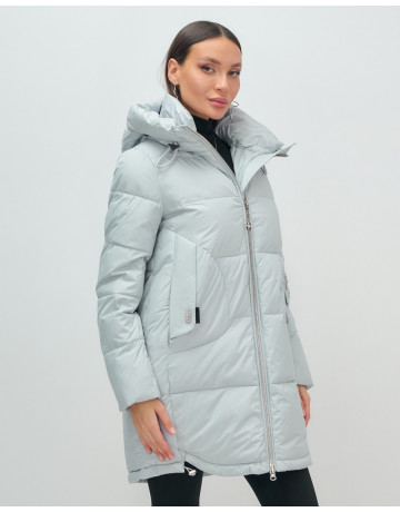 Пуховик женский зимний с капюшоном голубой. в Тюмени
