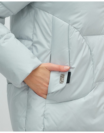 Пуховик женский зимний с капюшоном голубой. в Тюмени