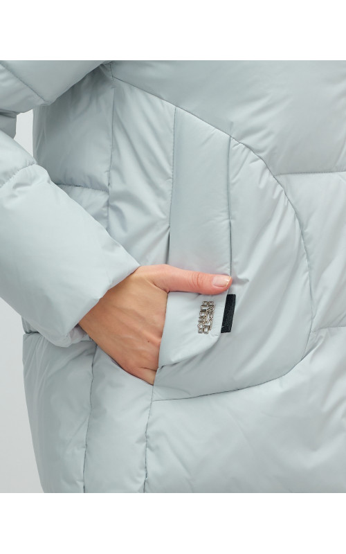 Пуховик женский зимний с капюшоном голубой. в Тюмени